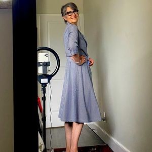 Fit-and-flare cotton shirt dress